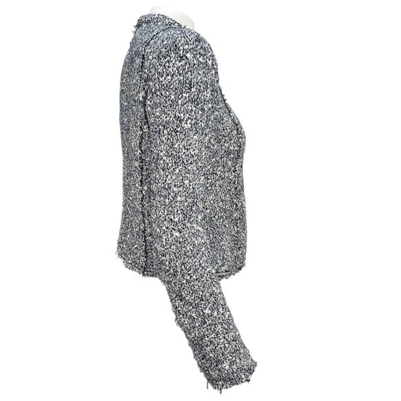 Navy/White Rebecca Taylor Stretch-Boucle Crop Jacket Size 8 - Picture 10 of 16